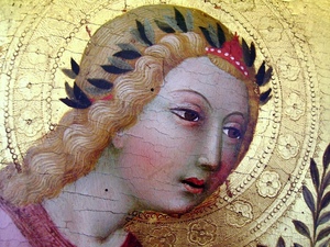 A painted woman's face