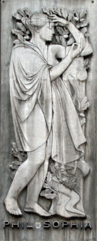 A frieze sculpture of a woman