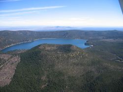 A volcano and a lake