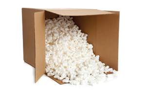Styrofoam spilling from a cardboard box