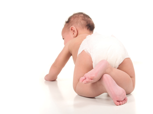 A baby in a diaper