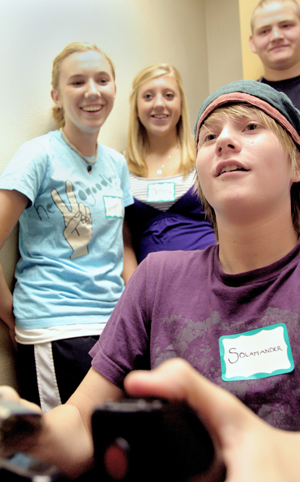 Young students in a laboratory