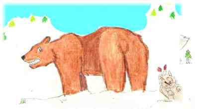 A drawing of a bear