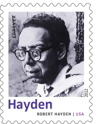 A man's face on a postage stamp