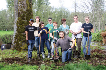 A group of students posing outdoors